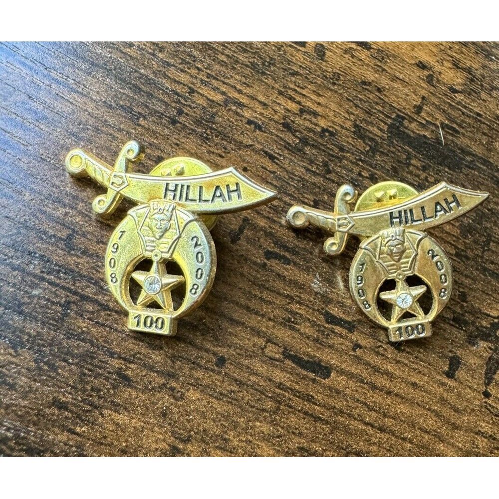 Shriners Hillah 100 Year Anniversary Lapel Pin‎ 2008 Set of 2